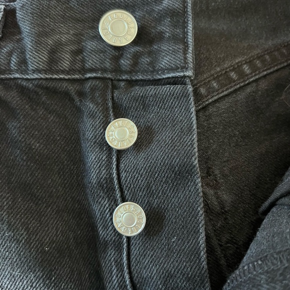 AGOLDE women's button fly jeans 24 bootcut raw hem distressed denim black cotton - Picture 5 of 8